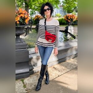 Talbot's Cashmere Blend Striped Peplum Sweater Size P